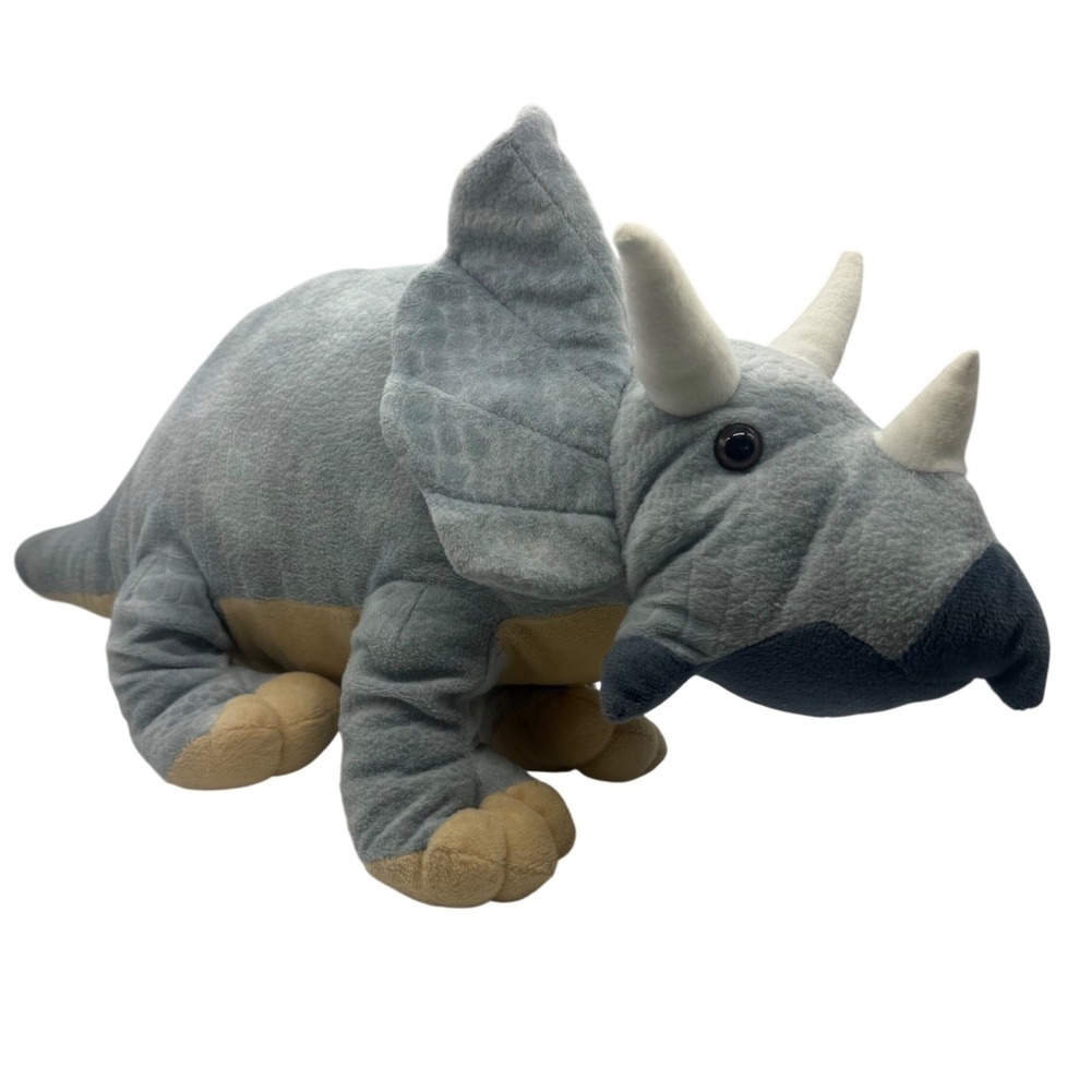 Triceratops Plush Gray Blue Large Dinosaur Stuffed Animal Tom's Toy 26"